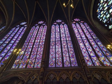 Paris 1er arr. Stained glass of the Holy Chapel (La Sainte Chapelle) built on the Ile de la Cite at