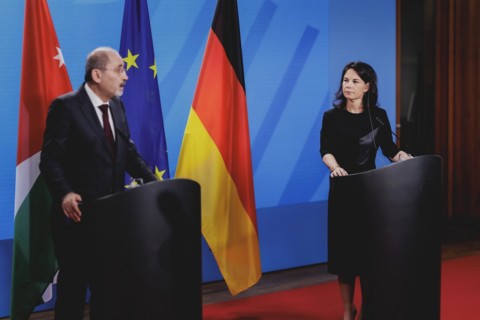 (R-L) Annalena Baerbock (Alliance 90/The Greens), Federal Foreign Minister, and Ayman Safadi,