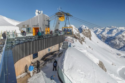 Summit station of the Nebelhornbahn (2224m) Oberstdorf, Allgaeu, Swabia, Bavaria, Germany,