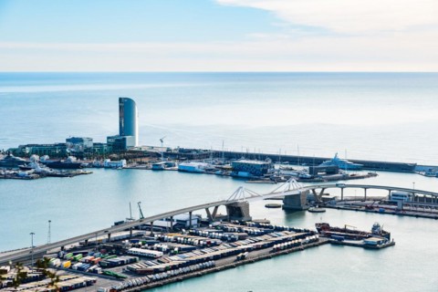 Container port in Barcelona, Spain, Europe