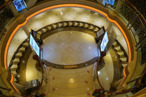 Cruise ship on the Yangtze River, Yichang, Hubei Province, China, Asia, The lobby of a cruise ship