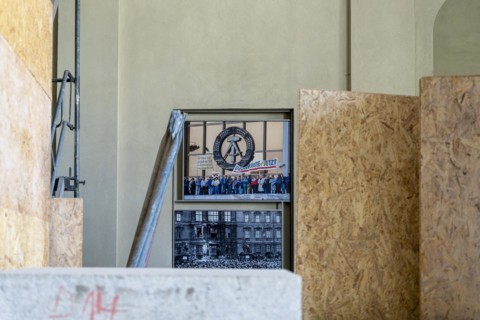 Damage to the building, construction site of the newly built Humboldt Forum, Berlin, Germany,