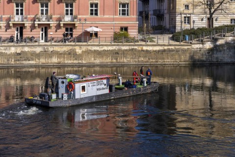 Residential building on the Spree, northern Monbijou Bridge at the Bode Museum, Berlin, Germany,