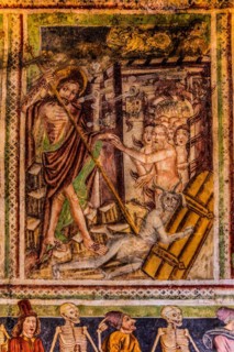 Resurrection of Christ and Salvation of the Poor Souls, Gothic frescoes from 1490, a highlight of