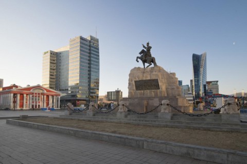 Sunrise, State Opera and Ballet Academic Theatre, Central Tower Ulaanbaatar and Blue Sky Tower and