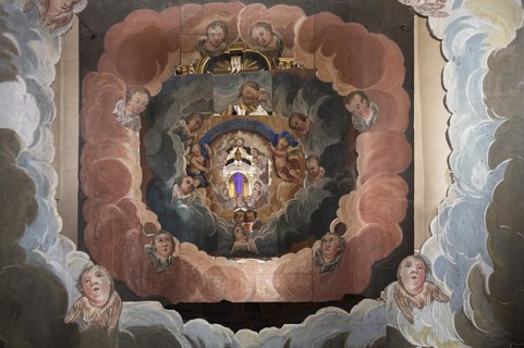 Detailed view of the Holy Sepulchre, created in 1764, in front of the altar of St Bartholomew's