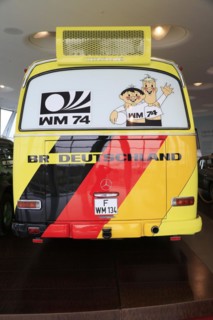 Mercedes-Benz O 302 team coach for the 1974 Football World Cup, Mercedes-Benz Museum, Stuttgart,