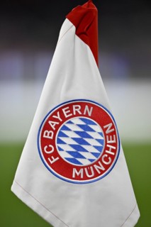 FC Bayern Munich FCB corner flag, logo, Allianz Arena, Munich, Bavaria, Germany, Europe