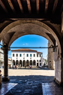 Loggia on Titov trg square, harbour town of Koper on the Adriatic coast, Slovenia, Koper, Slovenia,