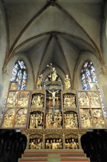 Kaysersberg, Alsace Wine Route, Alsace, Departement Haut-Rhin, France, Europe, A gilded wood carved