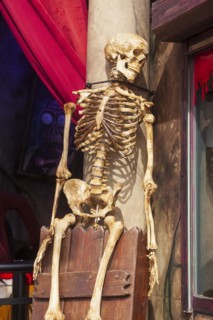 Skeleton with skull on a ghost train, decoration, figure at the Bremen Easter Fair, Buergerweide,