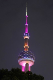 Oriental Pearl Tower, Pudong, Shanghai, China, Asia, Shanghai, China, Illuminated tower at night