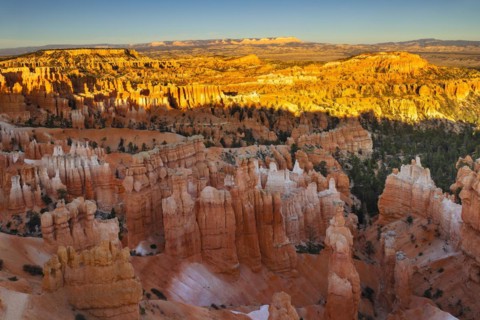 Bryce Amphitheatre at sunset, Bryce Canyon National Park, Colorado Plateau, Utah, United States,