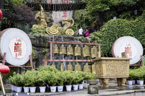 Chongqing, Chongqing Province, China, Asia, Various bells and traditional decorations in an Asian