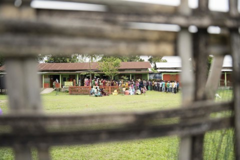 BOKAKHAT, INDIA, APRIL 19: Voters wait in line at a polling station to cast their votes during the