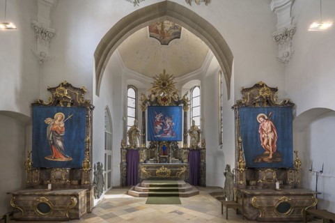 Three historic Lenten cloths made in 1726, St Nicholas parish church, Gundelsheim,