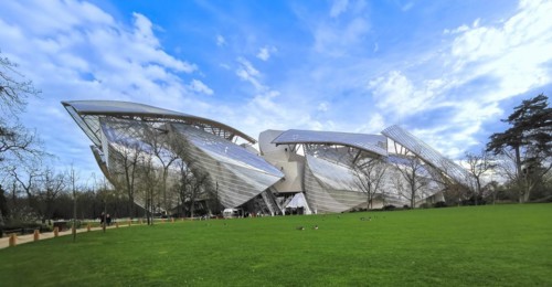 Paris 16e arr, The modern architecture of Louis Vuitton Foundation by Frank Gehry. Ile de France,