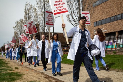 Detroit, Michigan USA, 18 April 2024, Doctors in the emergency room at Ascension St. John Hospital
