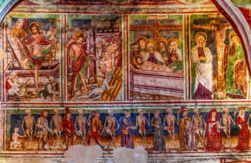 Dance of Death on the south wall, the equality of all people in front of death, Gothic frescoes