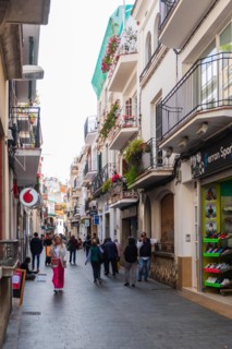 Alley in the old town centre of Sitges, Spain, Europe