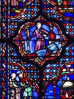 Paris 1er arr. Stained glass of the Holy Chapel (La Sainte Chapelle) built on the Ile de la Cite at