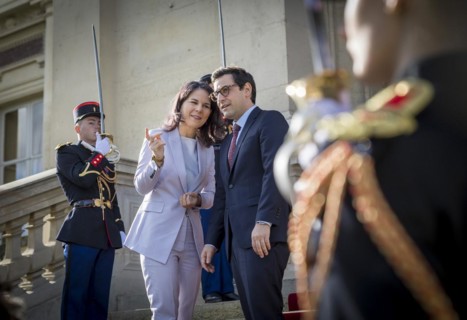 Annalena Baerbock (Alliance 90/The Greens), Federal Foreign Minister, takes a photo as part of her