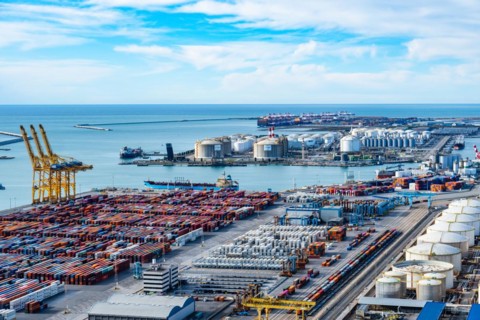 Container port in Barcelona, Spain, Europe