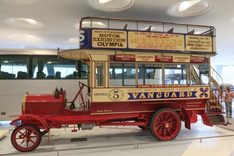 Milnes-Daimler double-decker bus, in service in London since 1904, Mercedes-Benz Museum, Stuttgart,