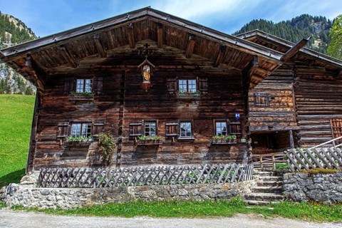 Old farmhouse, now a museum, in the historic mountain farming village of Gerstruben,