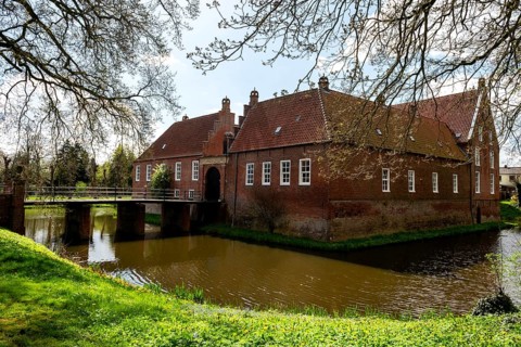 East Frisian chieftain's castle, Hinta moated castle in the village of Hinte, Aurich district, East