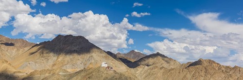 The Namgyal Tsemo Gompa monastery on Tsenmo Hill, a viewpoint over Leh, Ladakh, Jammu and Kashmir,