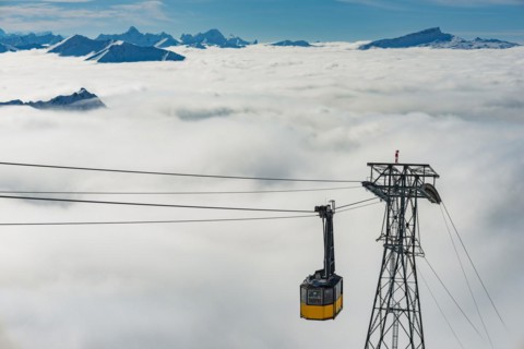 The former cable car to the Hoefatsblick station, Nebelhorn, 2224m, near Oberstdorf, Allgaeu Alps,