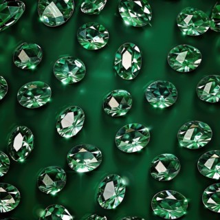 Seamless background of gleaming emeralds on a dark green surface AI generated