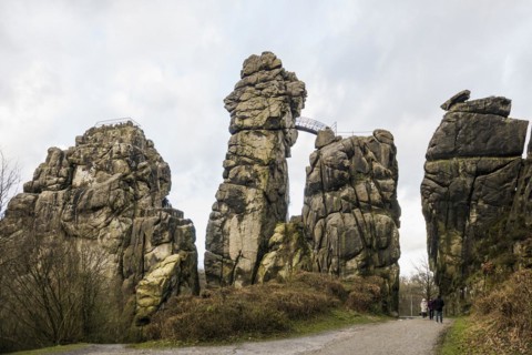 Externsteine, sandstone formation, Teutoburg Forest, Horn-Bad Meinberg, North Rhine-Westphalia,