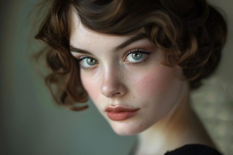 Young pretty woman with 1920s hairstyle and makeup. KI generiert, generiert, AI generated