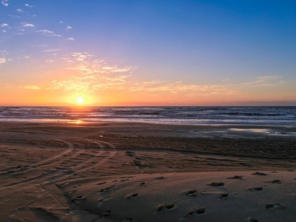Beautiful sunset by the beach, Rio Grande do Sul, Brazil, South America