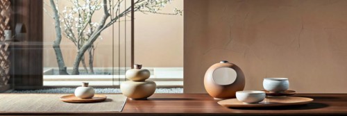A modern remodelling of the traditional Japanese tea ceremony, presented in a minimalist setting