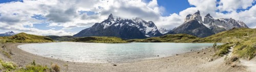 Nordenskjold Lake infront of Paine Mountain Range, Torres de Paine, Magallanes and Chilean