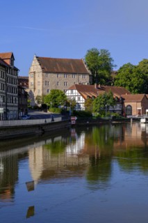Houses on the Werra, Eschwege, Werratal, Werra-Meissner-Kreis, Hesse, Germany, Europe