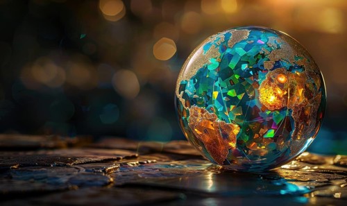 Natural gemstone sphere formed earth globe AI generated