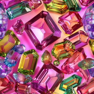 Seamless pattern of dazzling tourmalines on a vibrant background AI generated