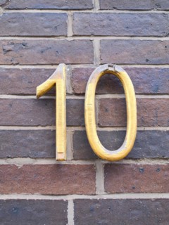House number plate, number 10, digit, anniversary, birthday, North Rhine-Westphalia, Germany,