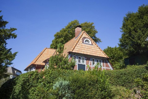 Old half-timbered house in the Treppenviertel, residential building, Blankenese district, Hamburg,