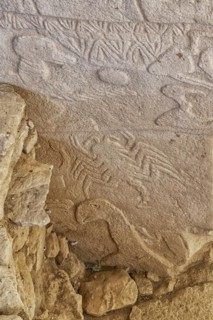 Gobekli Tepe neolithic archaeological site dating from 10 millennium BC, Massive stone pillars with