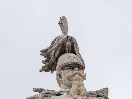 Monument Vittorio Emanuele II, detail, Piazza Italia, Sassari, Sardinia, Italy, Europe