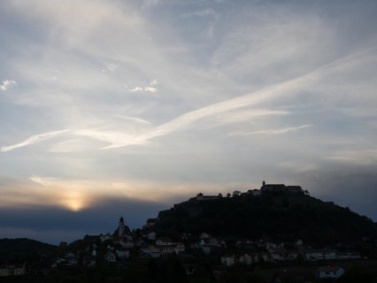 Evening sun over Riegersburg Castle, Riegersburg, Styrian volcanic region, Styria, Austria, Europe