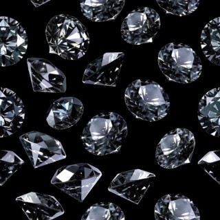 Seamless pattern of sparkling diamonds on a black background AI generated