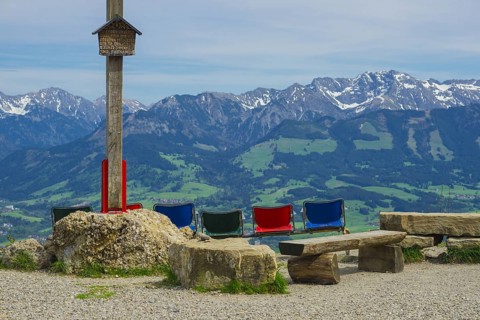 Summit cross, Mittagberg, 1451m, Nagelfluhkette Nature Park, Allgaeu Alps, Allgaeu, Bavaria,