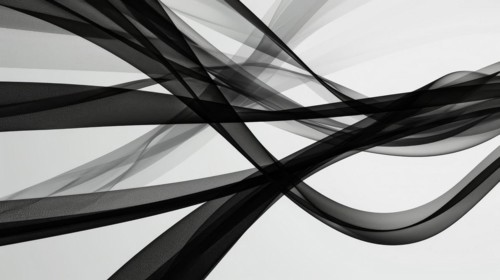 Abstract image with fluid black lines and transparent effects creating motion, AI generated