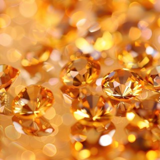 Seamless pattern background of shimmering citrines on a warm yellow surface AI generated